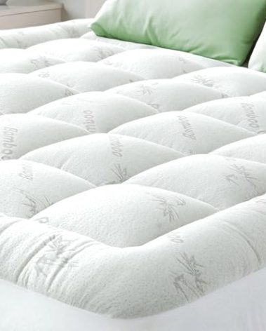 Ultra Soft Queen Size Mattress Topper - Viscose Made from Bamboo Pillow Top Mattress Pad for Back Pain Relief - Naturally Cooling for Hot Sleepers, White