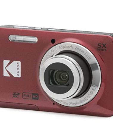 KODAK PIXPRO FZ55-RD 16MP Digital Camera 5X Optical Zoom 28mm Wide Angle 1080P Full HD Video 2.7" LCD Vlogging Camera (Red) Packaging May Vary