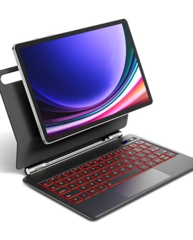 PIMOFEE Magentic Keyboard Case for Samsung Galaxy Tab S10 Lite/S10 FE/S9 FE 5G 10.9", S9/S8/S7 11", Wireless Backlit Keyboard Case Floating Cantilever Stand Multi-Touch Trackpad LED Power Display