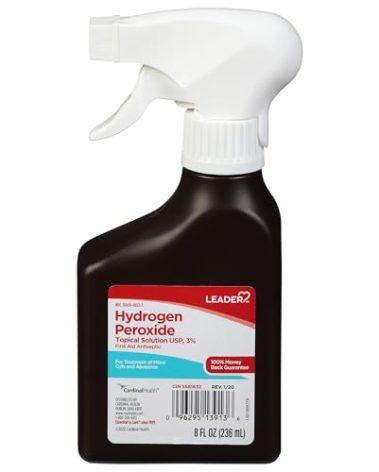 LEADER Hydrogen Peroxide Spray Bottle First Aid Antiseptic 3% Solution – Multi-Purpose Cleaner, Gentle & Effective Disinfectant Spray for Home, Cuts, and Scrapes, Easy-to-Use 8 oz Bottle