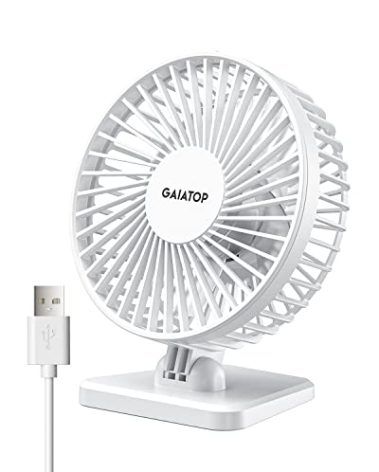 Gaiatop USB Desk Fan, Small But Powerful, Personal Portable Quiet 3 Speeds, Adjustable Mini Table Desktop fan for Cooling Home Office Car Summer Travel Gifts White