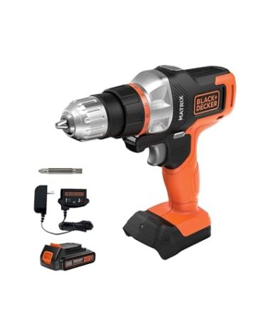 BLACK+DECKER 20V MAX Matrix Quick Connect System, Cordless Lithium Power Drill and Driver, Battery Included (BDCDMT120C)
