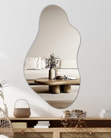 MICLEANCRO Modern Irregular Wall Mirror, 19.6 * 35.4 Inch, Asymmetrical Mirror Decor for Living Room Bedroom Bathroom Entryway