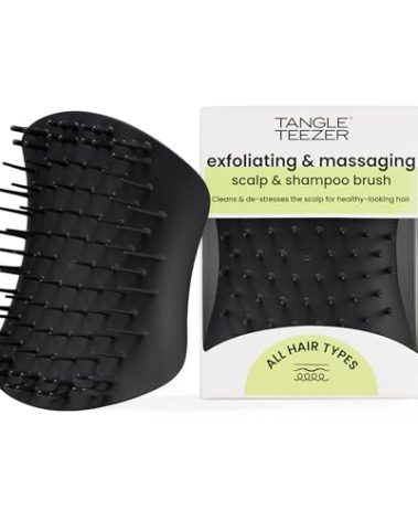 Tangle Teezer Scalp & Shampoo Hairbrush, to Exfoliate, Massage, and Cleanse, for All Hair Types, Onyx Black