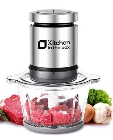 Kitchen in the box Mini Food Processors,400W Powerful Mini Meat Grinder & Food Chopper,Electric Vegetable Chopper with One 3 Cup Bowl & S Blades for Meat/Fish/Vegetable/Baby Food,3cup(1bowl)