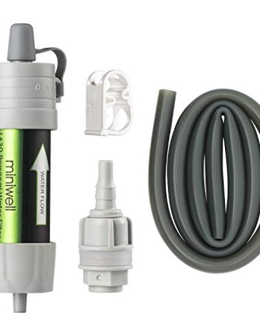 Miniwell Gravity Water Filter Straw - Ultralight, Versatile Hiker Filter with Bucket Connector (Grey)
