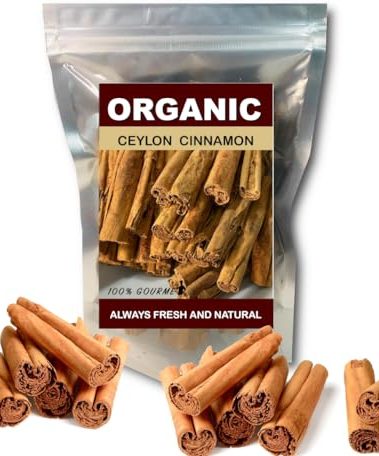 100% Gourmet Ceylon Cinnamon Stick 4 Oz, Natural fresh Pure and Organic true Ceylon Cinnamon in Resealable bag for keep fresh, canela entera