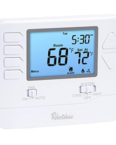 Robertshaw RS9110 Pro Series 5-1-1 Programmable Thermostat, White, 1 Heat / 1 Cool for Single-Stage Systems