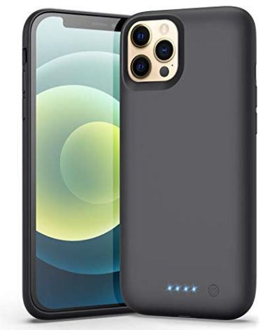 Battery Case for iPhone 12/12 Pro, （Newest 6800mAh）Battery Charging Case Protective Battery Backup Pack Portable Charging Case for iPhone 12/12 Pro Extended Phone Cover 6.1 inch Smart Case - Black