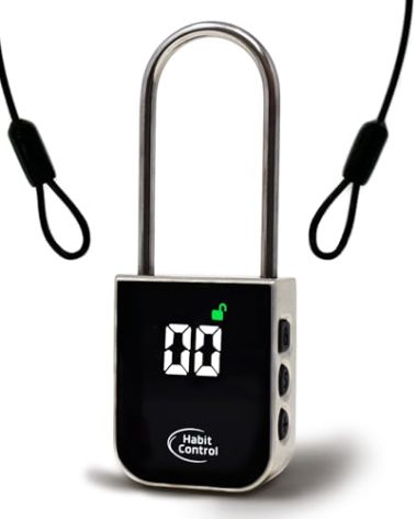 Habit Control Metal Timer Lock - Smart Padlock for Kitchen Cabinets, Timed Out Keyless Pad Lock, Electronic Time Locking Lock for Cell Phones, Snack, Liquor, Game Consoles & Other Unwanted Temptations