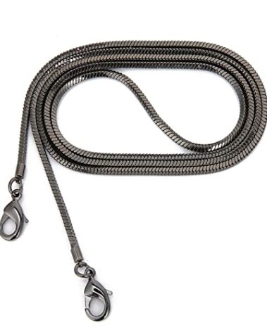 Small Square Copper Purse Shoulder Cross Body Handbag Bag Chains Strap Replacement(Black Grey, 47'')