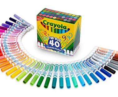Crayola Ultra Clean Washable Markers for School (40ct), Essential Back to School Supplies for Kids, Coloring Book Marker Set, Teacher Classroom Supplies
