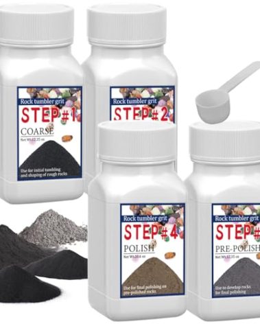 WKTURN Rock Tumbler Grit Set, Rock Tumbler Grit Polish Refill - 4 Basic Step Tumbling Media (Coarse/Medium Grit/Pre-Polished/Final Polish), Rock Tumbler Set 2.0 for Any Brand of Rock Polisher