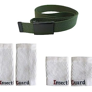 InsectGuard Permethrin Treated Tick Gaiters/Sleeves and Mosquitoes Flies Chiggers & More Insect Repellent Complete Package 3 (Green/White)