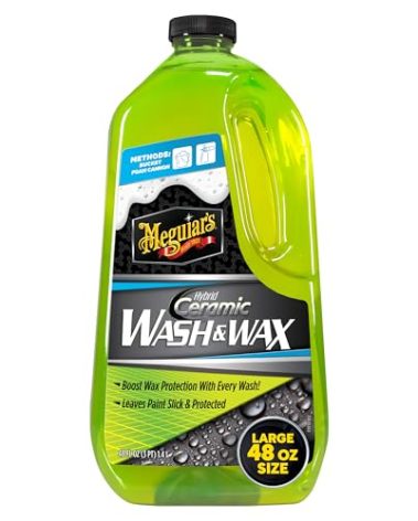 Meguiar's Hybrid Ceramic Wash & Wax - Sophisticated Car Wash Gently Cleans and Adds Shine and Slickness While Boosting Paint with Hybrid Ceramic Wax and Extreme Water Beading - 48oz