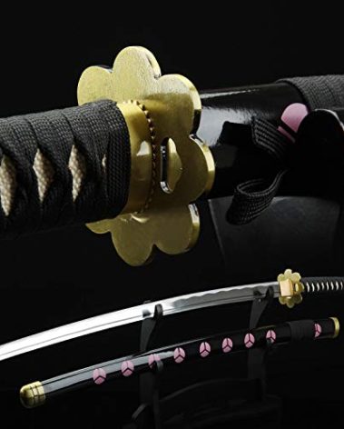 AUWAY Zoro Katana,Fully Handmade 1045 Carbon Steel Real Japanese Katana,One Piece Roronoa Zoro Samurai Sword