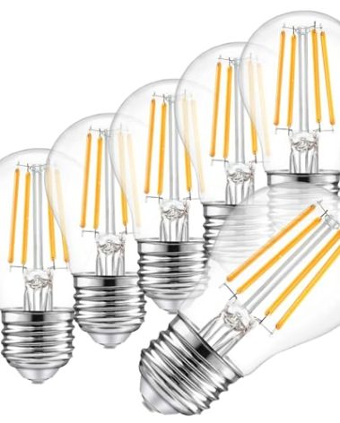 Weyolin A15 LED Bulb 4W Equivalent to 40W, 2700K Warm White, Dimmable Edison Vintage LED Bulb, E26 Medium Base, Clear Glass, 400 Lumens for Ceiling Fan, Appliance, Refrigerator, Vanity (6-Pack)