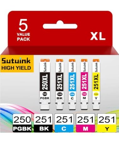 MG6620 Ink Cartridge for Canon PGI-250XL CLI-251XL Compatible Ink Cartridge Replacement for Canon 250 251 Ink use for Canon MG6620 MG5520 MX920 IX6820 MX922 MG5620 MG5522 MG5500 MG5422 (5 Pack)