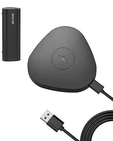 Rounkin Wireless Charger Compatible with Sonos Roam Gen 2nd/1st, Magnetic Charging Base, Power up Charging Dock for Portable Bluetooth Speaker for Sonos Roam SL(Black)