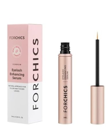 ForChics 2 in 1 Lash and Brow Growth Serum - Hormone-Free Enhancer for Thicker, Longer Lashes and Brows in 2 Weeks - Organic, Vegan and Gentle