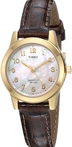 Timex Women's TW2R63600 Essex Avenue Brown Croco Pattern Leather Strap Watch