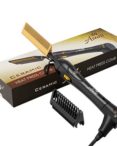 Asani Hair Straightener, Electric Hot Comb for Wigs & Natural Hair - Ceramic Coating with 7 Heat Levels & Anti-Frizz - Dual Voltage Pressing Combs for Black Hair