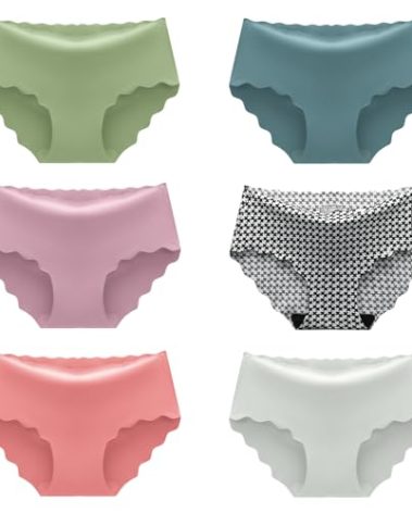 Democool Women's Seamless Hipster No Show Invisible Ice Silk Stretch Underwears Pack Bikini Underwear Panty