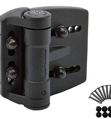 D&D Technologies TCAMA2RND Multi-Adjust Self Closing Round Post Gate Hinge, for Metal, Wood or Vinyl Gates up to 55 Pounds, Gap up to 2", for Round Gate Frame and Post, Black, 2 Count