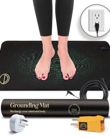 Grounding Mat for Feet (13x29in) – Earth Connected Wellness for Pain Relief, Muscle Tension & Relaxation – Travel Size Grounding Pad with Outlet Tester by Earth and Moon