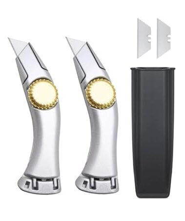 2 Pcs Silver Fixed Blade Roofing Knife Vinyl Drywall Knife with Replacement Fixed Utility Blades Heavy Duty Roofer's Roofing Tools Cutter with Holster
