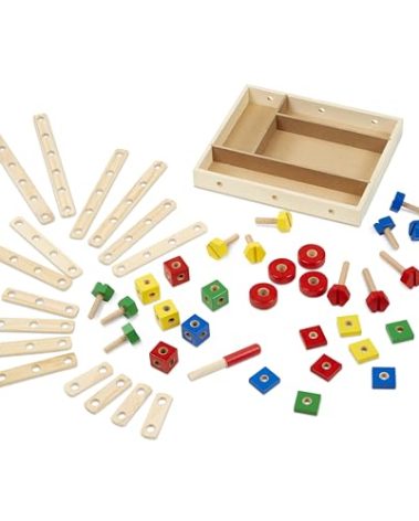 Melissa & Doug Wooden Construction Building Set in a Box (48 pcs)