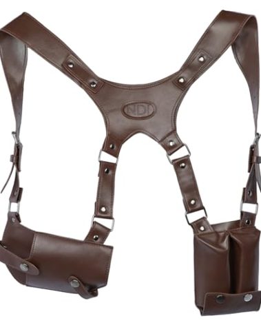 Xcoser Uncharted Nathan Drake Shoulder Holster Deluxe PU Cosplay Costume Accessories Brown