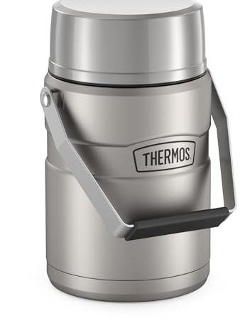 Thermos Stainless King Vacuum-Insulated Food Jar with 2 Storage Container Inserts, 47 Ounce, Matte Steel