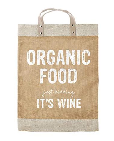 Santa Barbara Design Studio Tote Bag Hold Everything Collection Jute Market Tote with Waterproof Lining, 13" x 18", Just Kidding