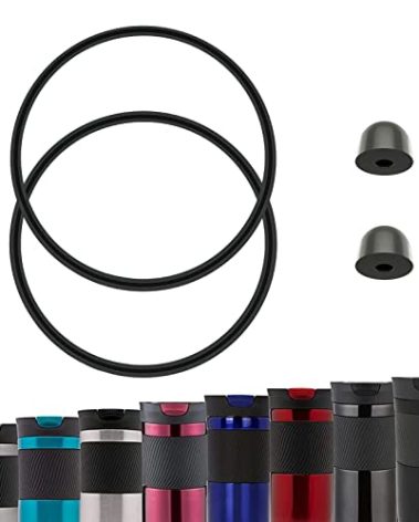 BOSORIO 2 Gaskets and 2 Stoppers Compatible with Contigo Snapseal Byron Travel Mug 16oz & 20oz Replacement Rubber Seal for Contigo Snapseal Lid, Silicone Part for Contigo Coffee Travel Tumbler