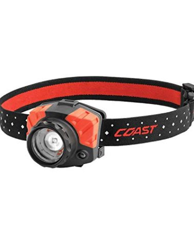 Coast FL85 615 Lumen Dual Color Pure Beam Focusing LED Headlamp with Twist Focus Hinged Beam Adjustment, Hard Hat Compatibility and Reflective Strap, Red
