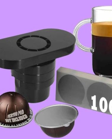 Reusable Vertuo Pods Tool Kit + 100 PCS Aluminum Foil Stickers for Refilling Nespresso Vertuo Pods 60mm in Diameter (Matte Black 2024 Deluxe Version, Tool Kit + 100 PCS Foil Stickers 60mm in Dia.)
