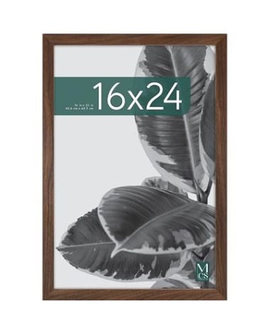 MCS Studio Gallery 16x24 Poster Frame Walnut Woodgrain, Vertical & Horizontal Wall Hanging Large Picture Frame for Photos, Posters & Art Prints (1-Pack)