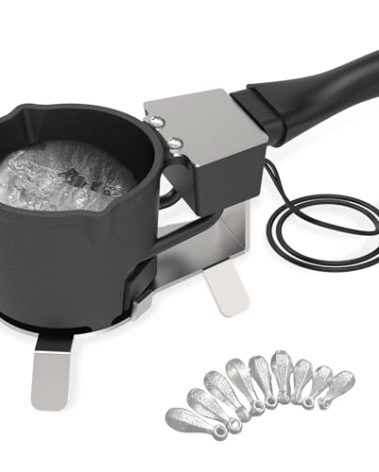 Electric Lead Melting Pot, 5lb Capacity Metal Smelter for Fishing Weights & Bullet Casting Molds, Quick-Heating Lead Furnace with Durable Cast Iron Pot and Stainless Steel Base