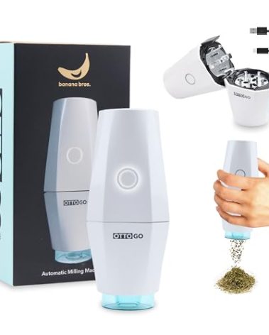 Banana Bros - OTTO GO Electric Smart Spice Grinder - Automatic Herb Grinder with Smart AI Technology - Rechargeable via USB - Portable Milling for Dry Herbs and Spices - White - No Carrying Case