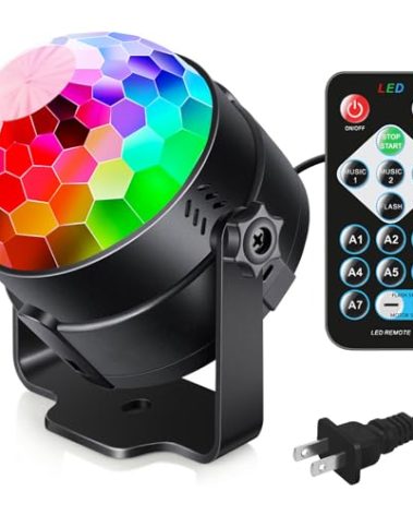 Luditek Sound Activated Party Lights with Remote DJ Lighting, Disco Ball Strobe Stage Light for Home Room Dance Parties Birthday Karaoke Stocking Stuffers New Years Eve Halloween Christmas Decorations