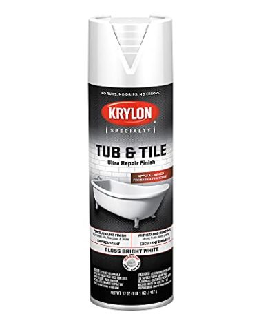 Krylon K04502007 Tub & Tile Ultra Repair Finish Spray Paint, Aerosol, Bright White, 17 Ounce