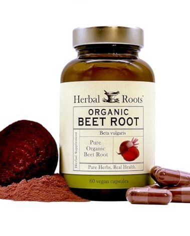 Herbal Roots Organic Beet Root Powder Capsules - 1,500mg per Serving - Certified USDA Organic - Non-GMO - 60 Count Vegan Capsules