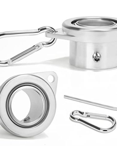MOFEEZ Flag Pole Rings with Bearings, Fit Flagpole with 0.75-1inch Diameter, 360 Degree Anti-Wrap Aluminum Alloy Rotating Flag Mounting Rings with Carabiner Tangle Free(Pack of 2-Silver)