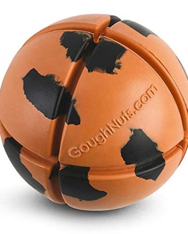Goughnuts – Virtually Indestructible Ball - Guaranteed Dog Chew Toys for Aggressive Chewers Like Pit Bulls, German Shepherds, and Labs from 30-70 Pounds - Tough and Durable Natural Rubber - Orange