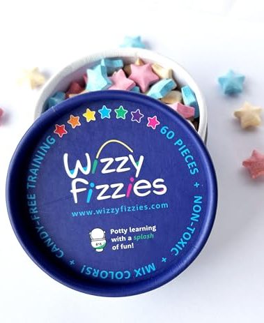 Wizzy Fizzies™ Potty Training Rewards Toilet Fizzies, Non-Food, STEM-Based Method That uses Imagination Play, 60 Colorful Stars, Non-Toxic, Girls & Boys, Fun Things for Kids & Parents