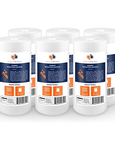 Aquaboon 5 Micron 10 x 4.5 Well Water Sediment Filter Replacement Whole House Water Filter Cartridge Compatible with DGD-5005, WFHD13001B, 6-Pack