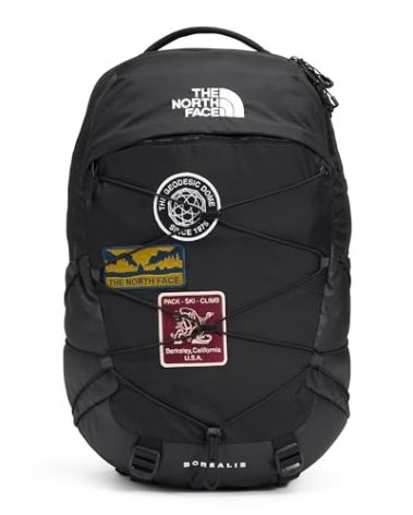 THE NORTH FACE Borealis Commuter Laptop Backpack | Water Repellent Finish, 16" Laptop Sleeve, Large Main Compartment for Everyday Carry, TNF Black U Borealis Patch/TNF White, One Size