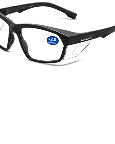 ProtectX Safety Reading Glasses 2.0 Diopter, Safety Glasses with Readers 2.0, Reader Safety Glasses 2.0, ANSI Z87.1 Rated