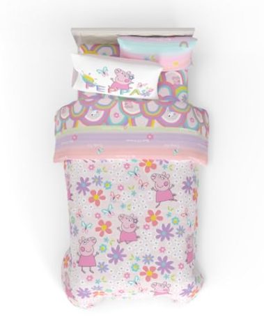 Franco Peppa Pig Kids Bedding Super Soft Comforter and Sheet Set with Sham, 5 Piece Twin Size, (Officially Licensed Product)